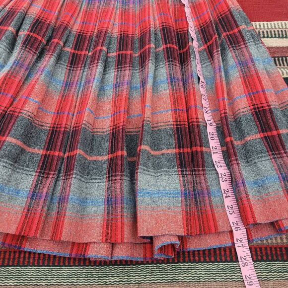 Vintage Wool Plaid Pleated Skirt Sz Small Red Gray Reversible‎ Schoolgirl Preppy - Picture 6 of 6